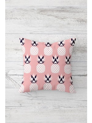 Pelangi Ananas Desenli Çift Tarafı Baskılı Gizli Fermuarlı Yastık Kılıfı Kırlent Koltuk Yastık Kılıfı