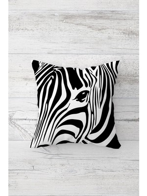Pelangi Zebra Desenli Çift Tarafı Baskılı Gizli Fermuarlı Yastık Kılıfı Kırlent Koltuk Yastık Kılıfı