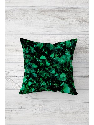 Pelangi Zümrüt Taş Desenli Çift Tarafı Baskılı Gizli Fermuarlı Yastık Kılıfı Kırlent Koltuk Yastık Kılıfı