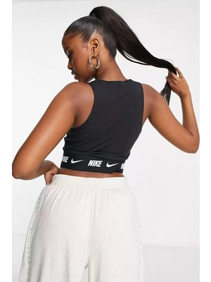 Nike Sportswear Logolu Bantlı Crop Top Siyah Kısa Atlet