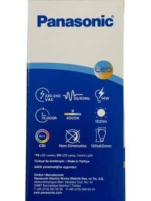 Panasonic 14W (100W) 4000K (Günışığı) E27 Duylu LED Ampul (8 Adet)