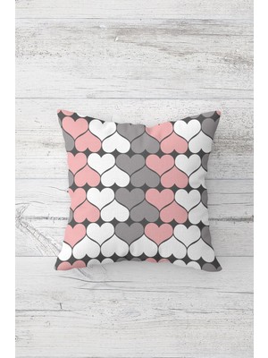 Pelangi Şükür Ve Kalp Temalı Greatful Gizli Fermuarlı Kırlent Kılıfı Koltuk Yastık Kılıfı Takım(4adet)