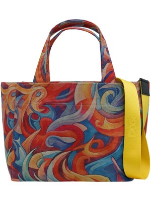 Dogo Kadın Vegan Mavi Medium Tote Bag - Spirals Of Colour Tasarım