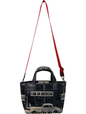 Dogo Kadın Vegan Siyah Medium Tote Bag -  I Am An American Tasarım