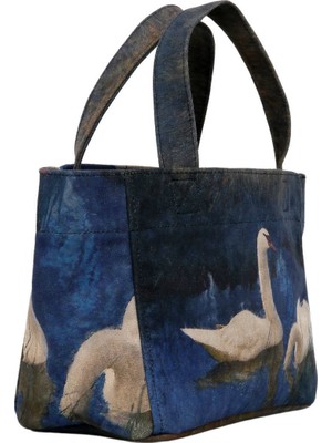 Kadın Vegan Lacivert Medium Tote Bag - Two Swans Tasarım