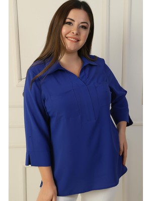 By Saygı Polo Yaka Cepli Çeyrek Kol B.b. Bluz