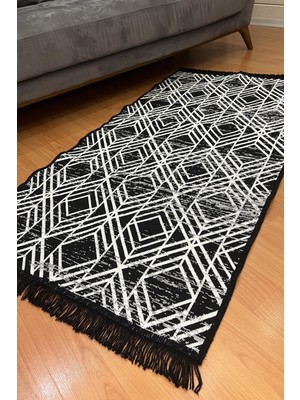 Pimula Home Çift Taraflı Saçaklı Dekoratif Yıkanabilir Dokuma Kilim Geometrik