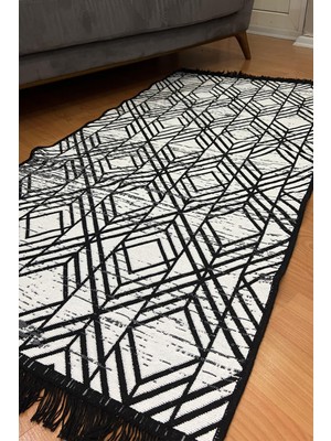 Pimula Home Çift Taraflı Saçaklı Dekoratif Yıkanabilir Dokuma Kilim Geometrik