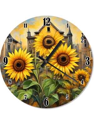 Tablomega Sarı Ayçiçekleri Desenli Duvar Saati