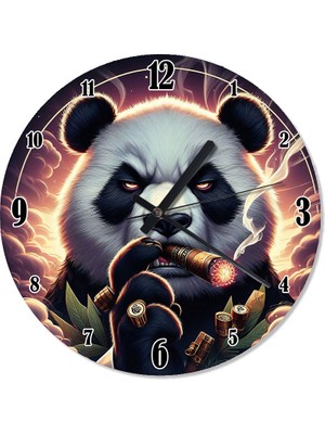 Karizma Tablo Puro Içen Kızgın Panda Tasarım Duvar Saati