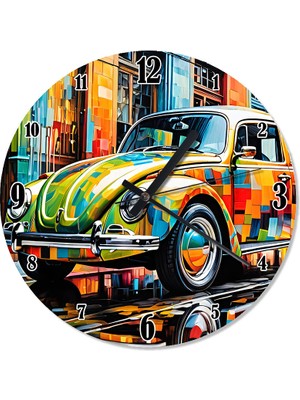 Tablomega Renkli Kaplumbağa Araba Sessiz Duvar Saati