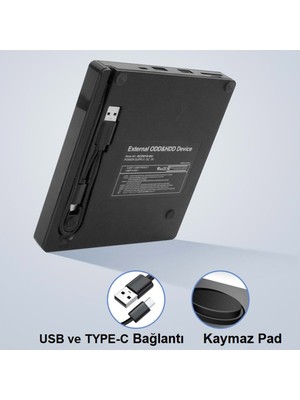 Alfalink AL-DVD20 Usb+Type-C 3.0 Usb+Kart Okuyuculu Taşınabilir DVD Optik Yazıcı