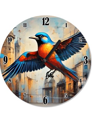 Tablomega Renkli Kuş Şekilli Duvar Saati