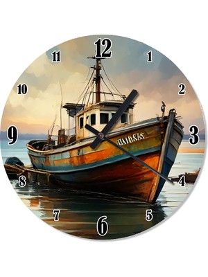 Tablomega Balıkçı Teknesi Desenli Duvar Saati