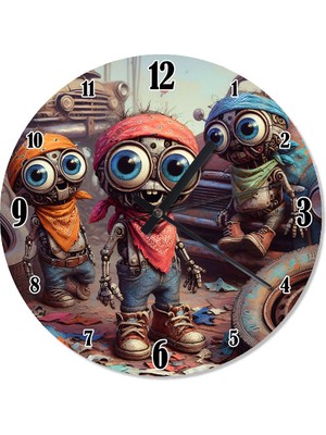 Ekart Sevimli Robotlar Tasarım Duvar Saati