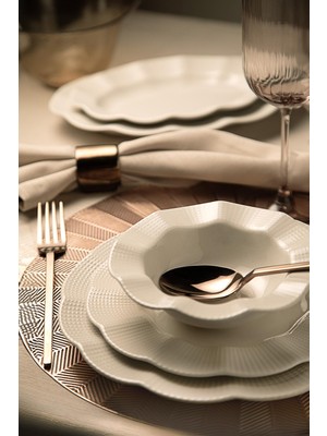 Kütahya Porselen Milena 26 Parça Beyaz Bone Yemek Takımı 6 Kişilik Düz Tasarım