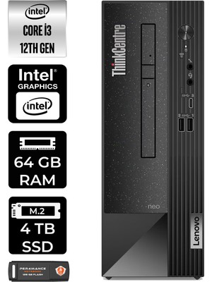 Lenovo Thinkcentre Neo 50S Intel Core I3 12100 64GB 4tb SSD W11P 11SX002VTX Masaüstü Bilgisayar & Per4 USB Bellek 11SX002VTXP450