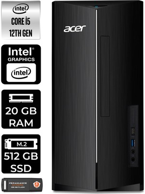 Acer Aspire TC1760 Intel Core I5 12400 20GB 512GB SSD Fdos DT.BHUEM.005 Masaüstü Bilgisayar & Per4 USB Bellek DTBHUEM005P317