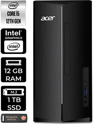 Acer Aspire TC1760 Intel Core I5 12400 12GB 1tb SSD Fdos DT.BHUEM.005 Masaüstü Bilgisayar & Per4 USB Bellek DTBHUEM005P308