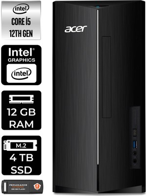 Acer Aspire TC1760 Intel Core I5 12400 12GB 4tb SSD Fdos DT.BHUEM.005 Masaüstü Bilgisayar & Per4 USB Bellek DTBHUEM005P310