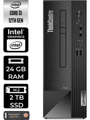 Lenovo Thinkcentre Neo 50S Intel Core I3 12100 24GB 2tb SSD W11P 11SX002VTX Masaüstü Bilgisayar & Per4 USB Bellek 11SX002VTXP424