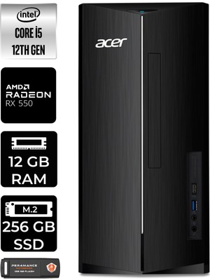 Acer Aspire TC1760 Intel Core I5 12400 12GB 256GB SSD RX550/4GB W11H DT.BHUEM.005 Masaüstü Bilgisayar & Per4 USB Bellek DTBHUEM005P356