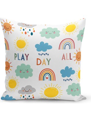 Bertille Home Çocuk Bebek Serisi Çift Tarafı Dijital Baskılı Kırlent Kılıfı (Kids Children Cushion Cover)