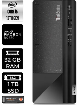 Lenovo Thinkcentre Neo 50T Intel Core I5 12400 32GB 1tb SSD RX550/4GB W11P 11SE00BPTX Masaüstü Bilgisayar & Per4 USB Bellek 11SE00BPTXP428