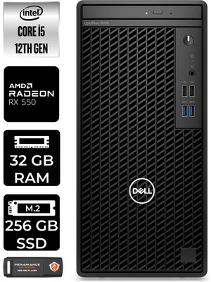 Dell Optiplex 3000MT Intel Core I5 12500 32GB 256GB SSD RX550/4GB Fdos N010O3000MTAC Masaüstü Bilgisayar & Per4 USB Bellek N010O3000MTACP326