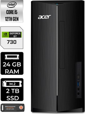 Acer Aspire TC1760 Intel Core I5 12400 24GB 2tb SSD GT730/4GB Fdos DT.BHUEM.005 Masaüstü Bilgisayar & Per4 USB Bellek DTBHUEM005P324