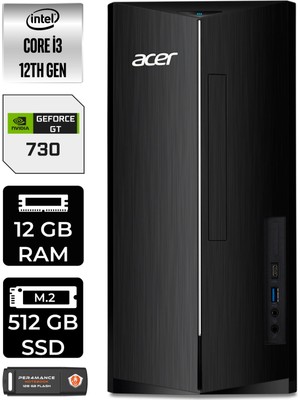 Acer Aspire TC1760 Intel Core I3 12100 12GB 512GB SSD GT730/4GB W11P DT.BHUEM.004 Masaüstü Bilgisayar & Per4 USB Bellek DTBHUEM004P407