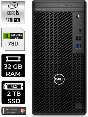 Dell Optiplex 3000MT Intel Core I5 12500 32GB 2tb SSD GT730/4GB W11H N010O3000MTAC Masaüstü Bilgisayar & Per4 USB Bellek N010O3000MTACP379