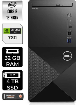 Dell Vostro 3910MT Intel Core I3 12100 32GB 4tb SSD GT730/4GB Fdos N3563VDT3910 Masaüstü Bilgisayar & Per4 USB Bellek N3563VDT3910P330