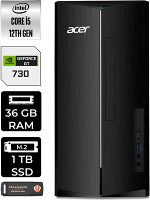 Acer Aspire TC1760 Intel Core I5 12400 36GB 1tb SSD GT730/4GB Fdos DT.BHUEM.005 Masaüstü Bilgisayar & Per4 USB Bellek DTBHUEM005P333