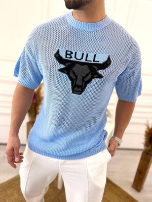 Elku Moda T-Shirt Nefes Alabilen Terletmez Pamuklu Fileli Tişört Oversize Tshirt Bull