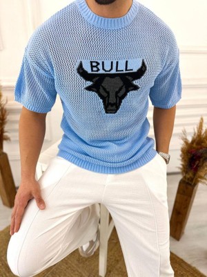 Elku Moda T-Shirt Nefes Alabilen Terletmez Pamuklu Fileli Tişört Oversize Tshirt Bull