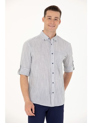 U.S. Polo Assn. Erkek Lacivert Gömlek Desenli 50263330-VR033