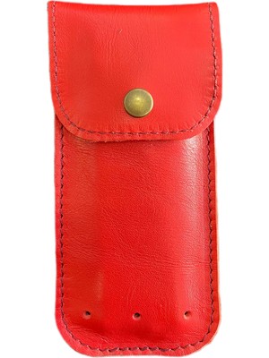 LN Leather Özel Tasarım Kalemlik Vejetal Deri Kırmızı El Işçiliği