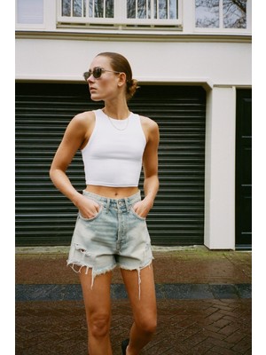 The Champ Clothing The Champ Halter Yaka Beyaz Kadın Crop Top