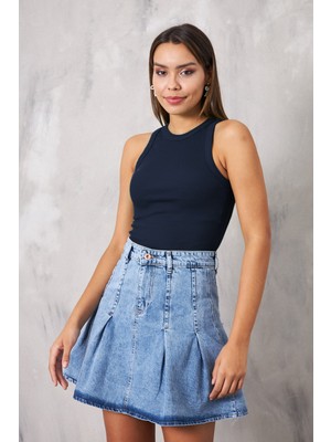 The Champ Clothing The Champ Halter Yaka Lacivert Kadın Top