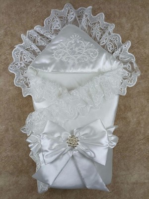 Beruflic Yenidoğan Pırıltı Nakış Detlı Lüks Kundak Bebek Battaniyesi Ekru