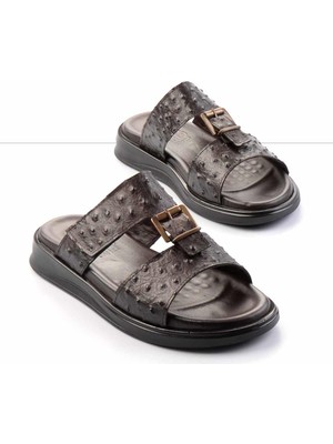 Bambi Kahve  Deri Erkek Terlik E04433600603