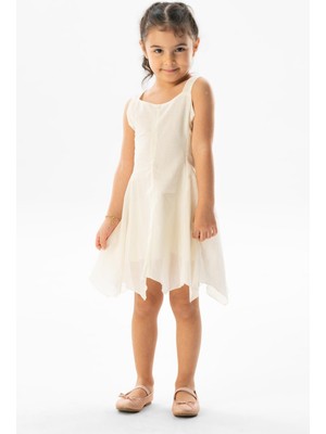 Eliş Şile Bezi Askılı Vual Emel Yazlık Çocuk Elbise Krem Krm