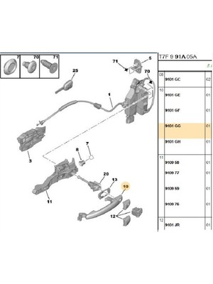 Luvi Dış Açma Ön Arka Sağ Berlingo Tepee C3 C4 (00209101GG-9101GG)
