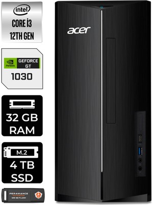 Acer Aspire TC1760 Intel Core I3 12100 32GB 4tb SSD GT1030/4GB W11H DT.BHUEM.004 Masaüstü Bilgisayar & Per4 USB Bellek DTBHUEM004P380