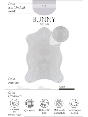 Cool Halı Bunny 7402 Gri Yatak Odası Halısı Banyo Halısı Suni post halı Makinede Yıkanabilir peluş Halı