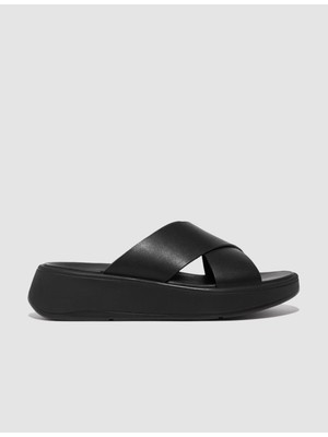 FitFLop FitFlop F-MODE FW5 Hakiki Deri Siyah Kadın Çapraz Bantlı Terlik