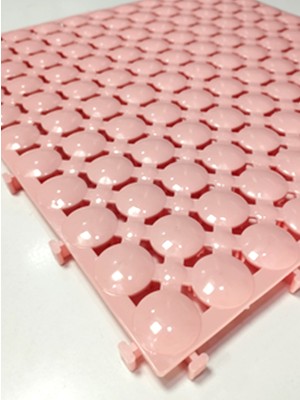 3 Adet 33X33X1,5 cm Ortopedik Plastik Yer Karosu, Geçkili Paspas, Islak Zemin Izgarası,  Toz Pembe