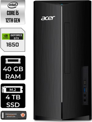 Acer Aspire TC1760 Intel Core I5 12400 40GB 4tb SSD GTX1650/4GB W11P DT.BHUEM.005 Masaüstü Bilgisayar & Per4 USB Bellek DTBHUEM005P440