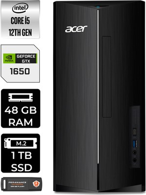 Acer Aspire TC1760 Intel Core I5 12400 48GB 1tb SSD GTX1650/4GB Fdos DT.BHUEM.005 Masaüstü Bilgisayar & Per4 USB Bellek DTBHUEM005P343